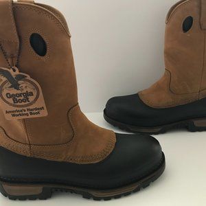 Georgia Boot Muddog Wellington Work Boots - Waterproof- For Men Brown Size 12